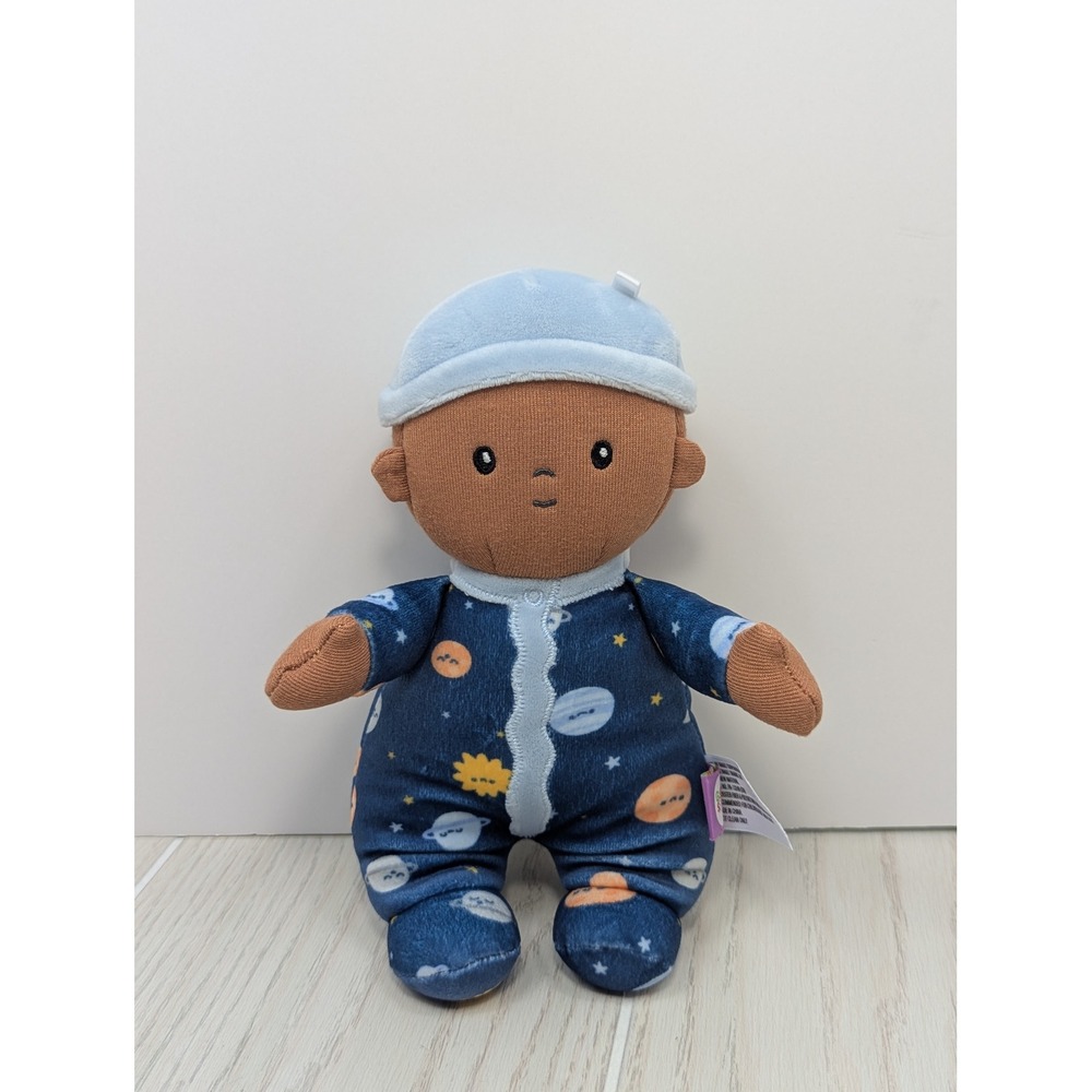 Giggle Scape Baby Doll Plush Blue Space Pajamas Planets Stars AA or Hispanic